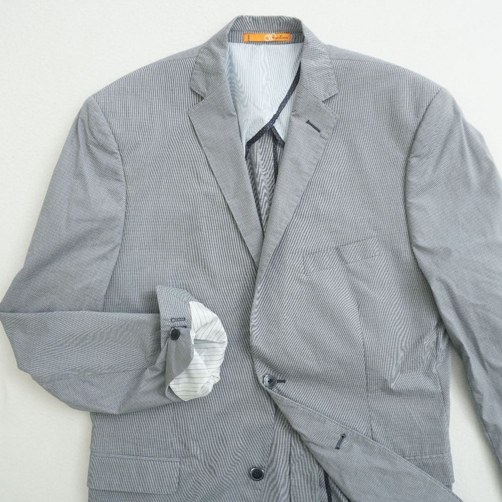 Bianco Brioni Firenze Men's Blazer Gray Blue Check Italian Size 42L Trim US